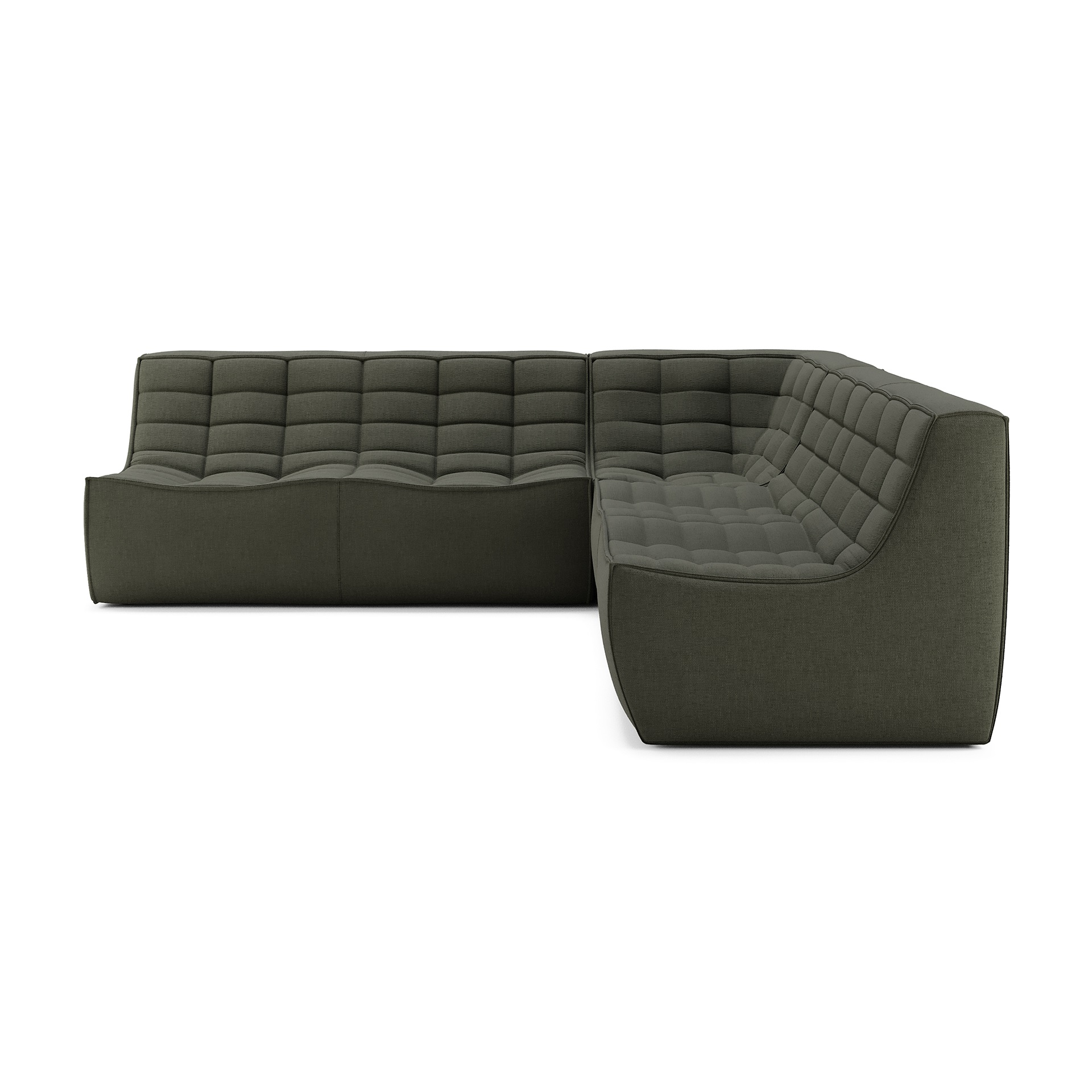 Modulaire bank N701 moss green set 2x2 seat 90° recht hoek