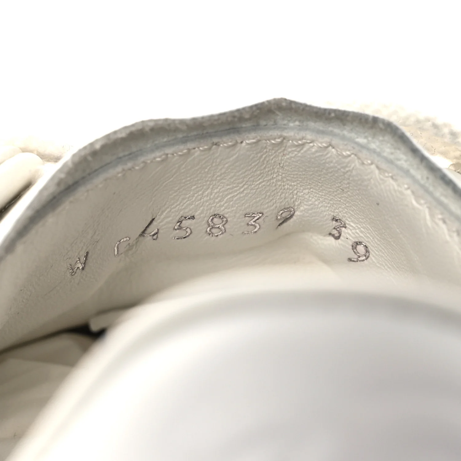 Laminated Calfskin Suede Quilted Womens CC Sneakers 39 Silver White - Top Club