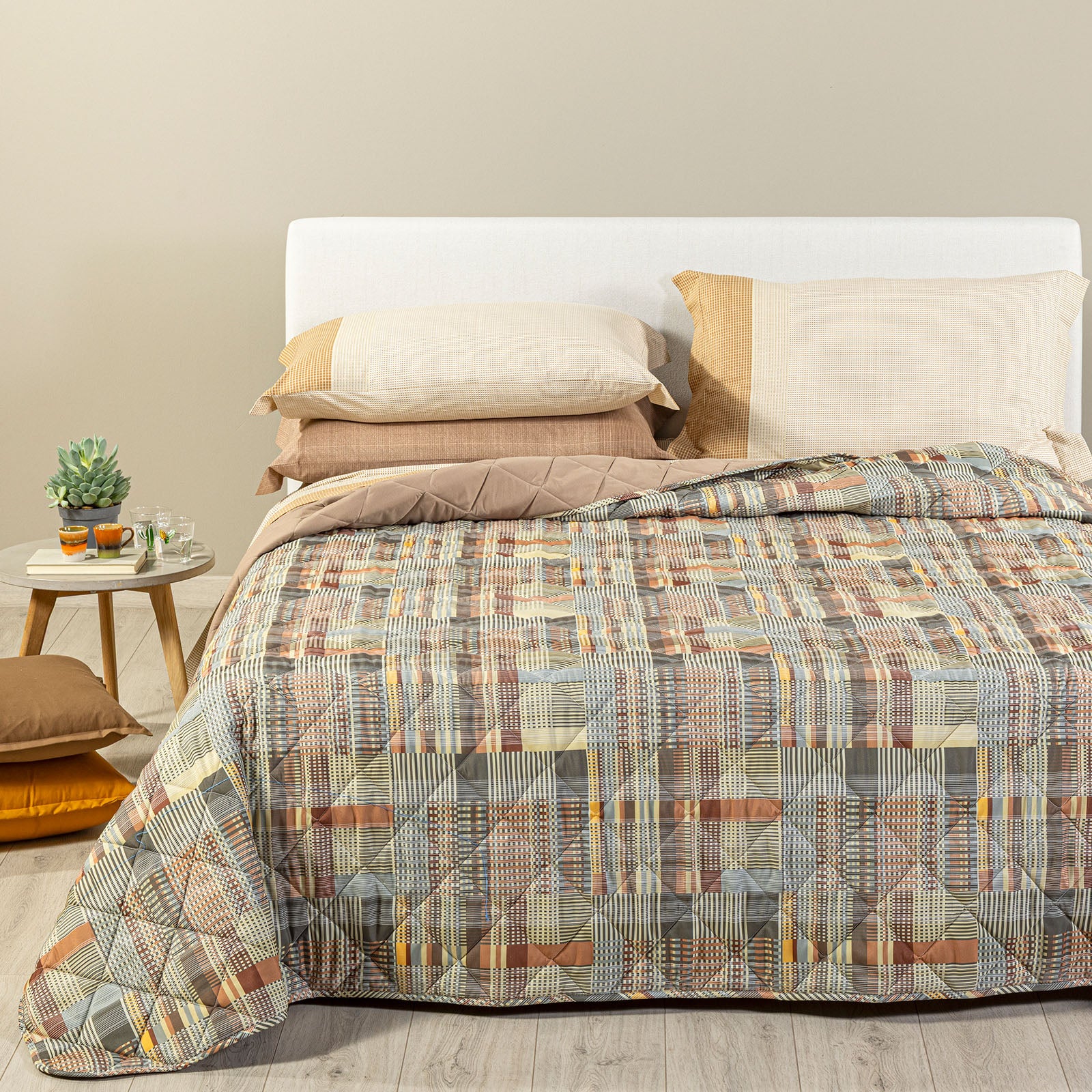 Copriletto Trapuntato In Microfibra Simon Matrimoniale Ambra Modern