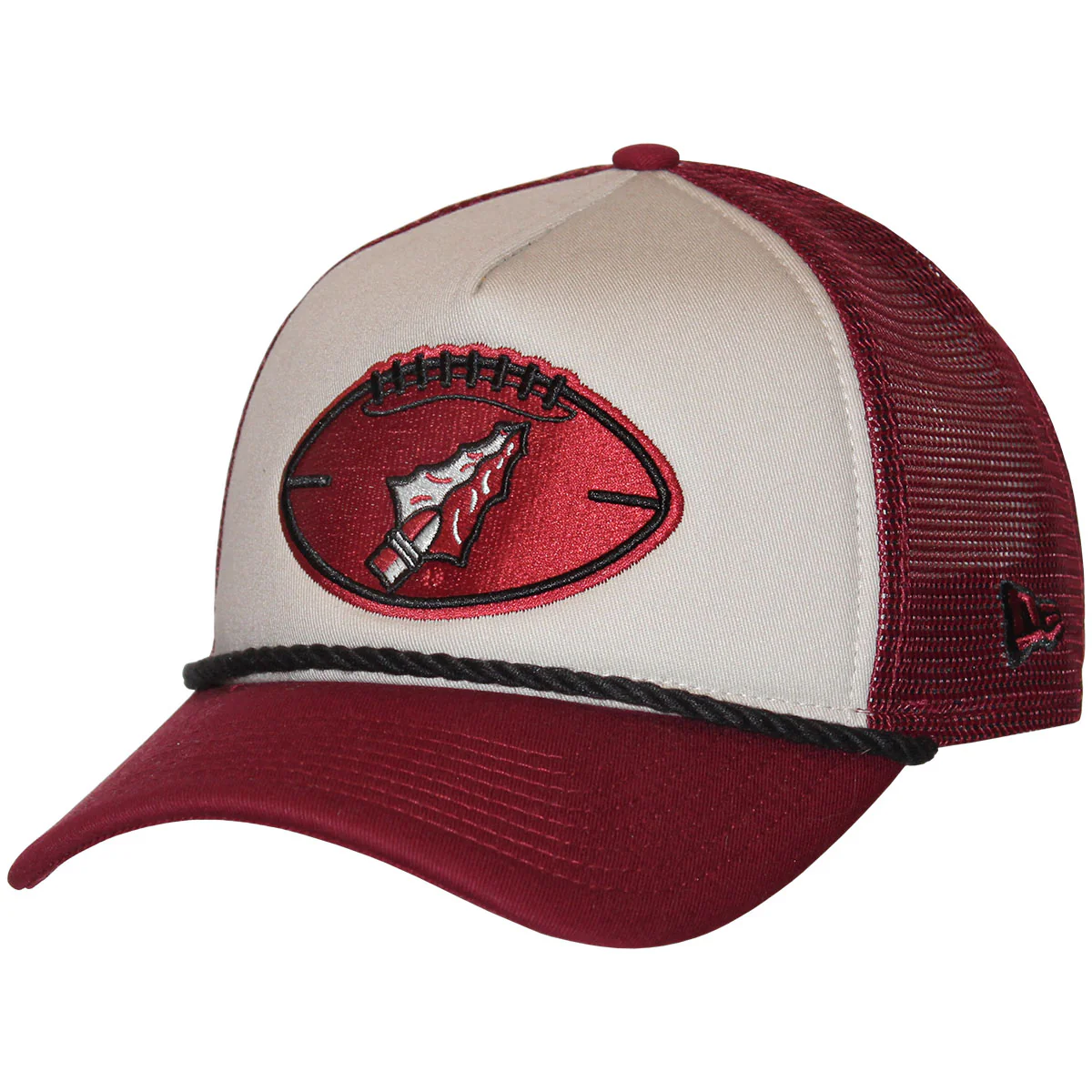 New Era Vault Arrowhead Football Design 940AF Adjustable NFL24 Sideline Cap - Garnet/Stone - MoB Apparel