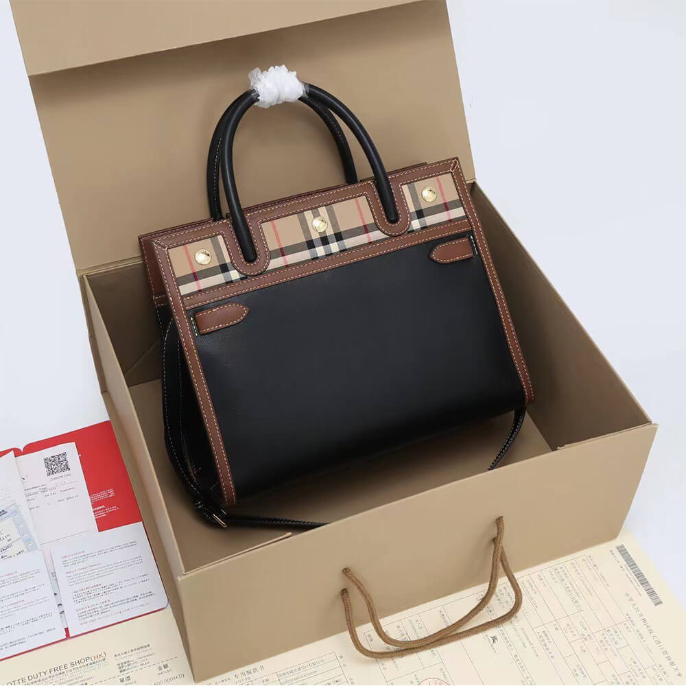 Small Vintage Check Two Handle Title Bag - Top Club