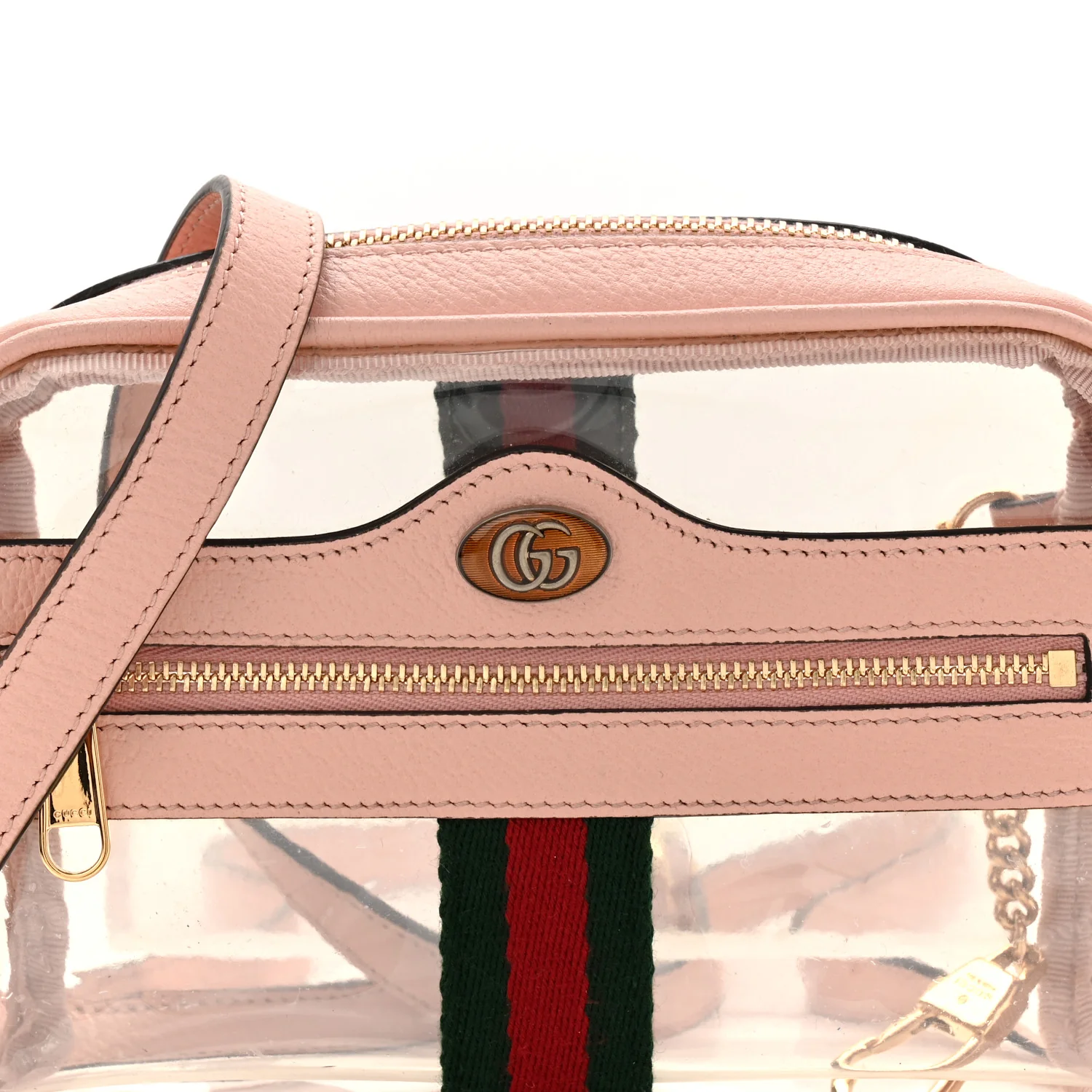 Vinyl Web Mini Ophidia Transparent Shoulder Bag Perfect Pink - Top Club