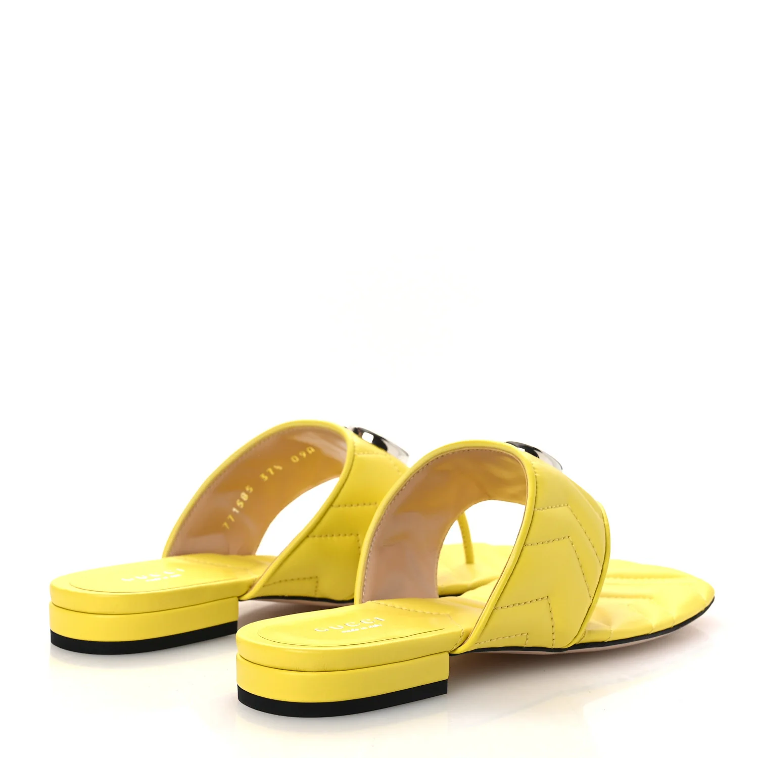 Nappa Charlotte Double G Marmont Thong Sandals 37.5 Acid Lime - Top Club