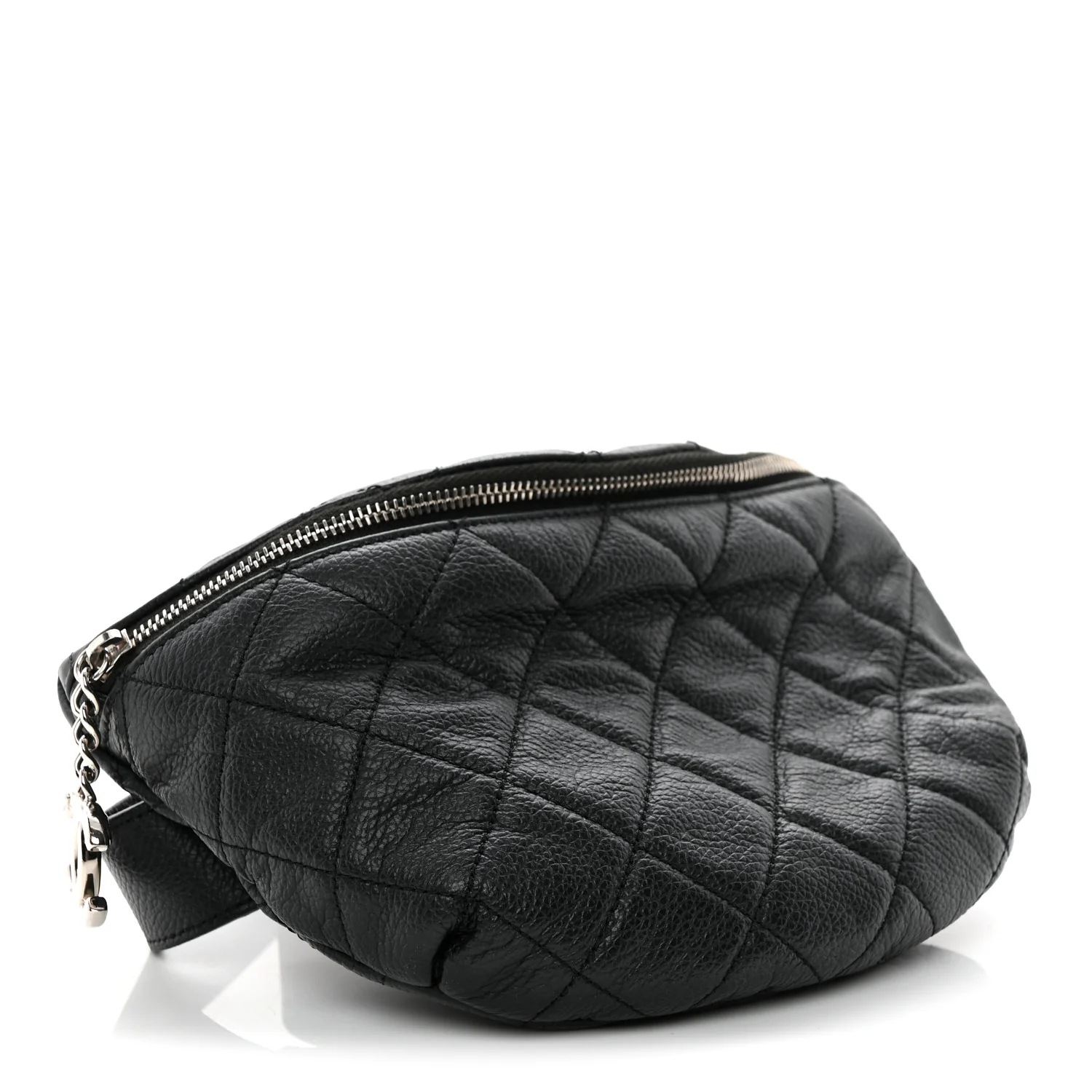 Grained Calfskin Quilted Waist Belt Bag Black - Top Club