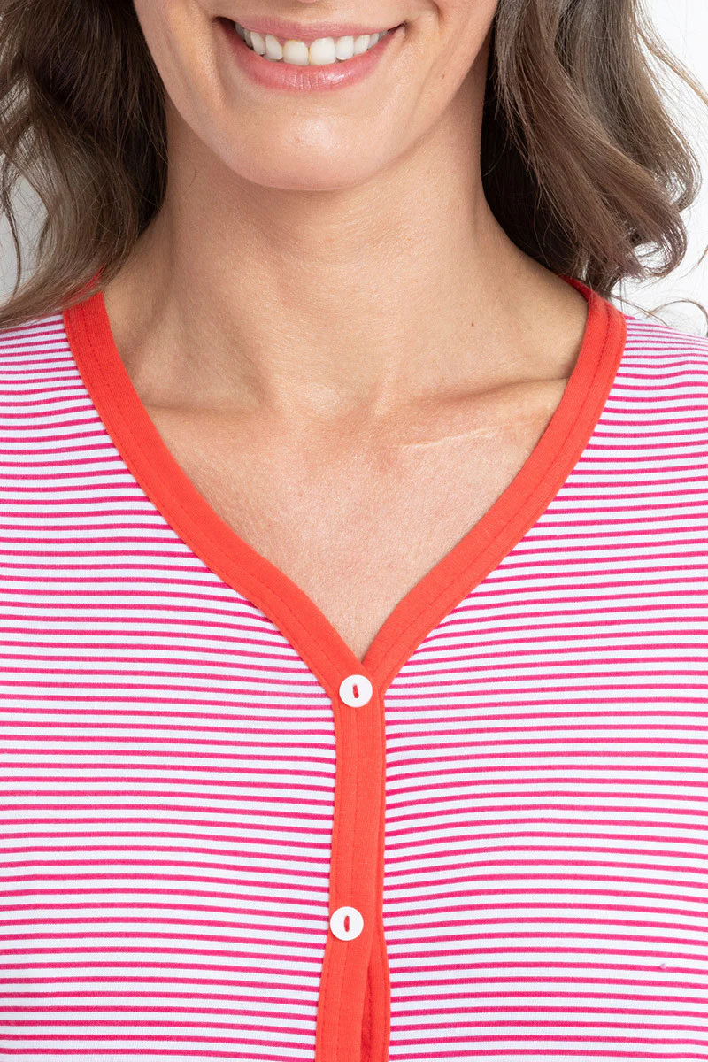 Chemise de nuit jersey doux rayé rouge