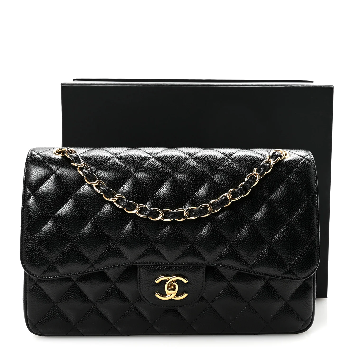 Caviar Quilted Jumbo Double Flap Black - Top Club