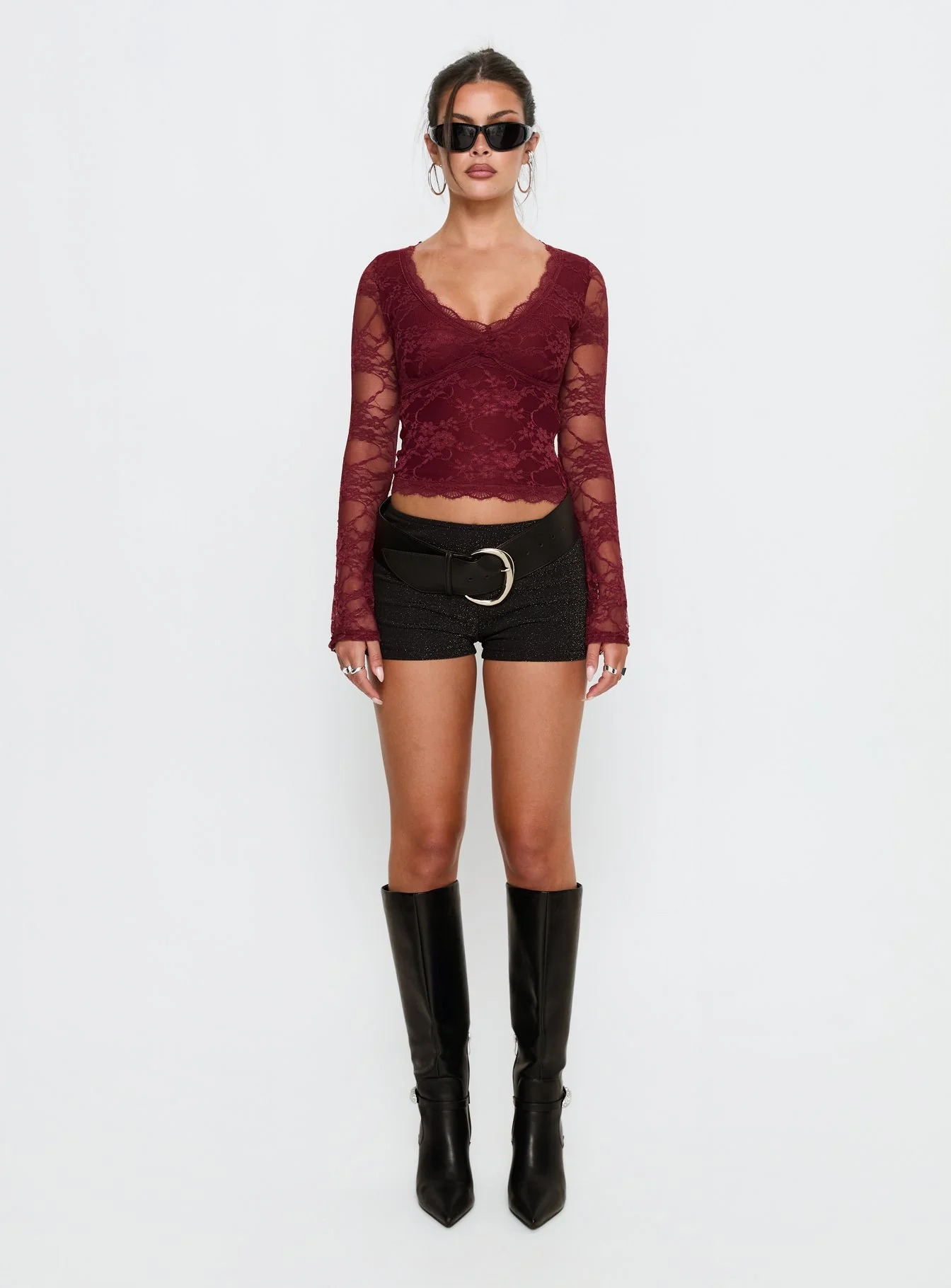 Pitter Long Sleeve Top Burgundy