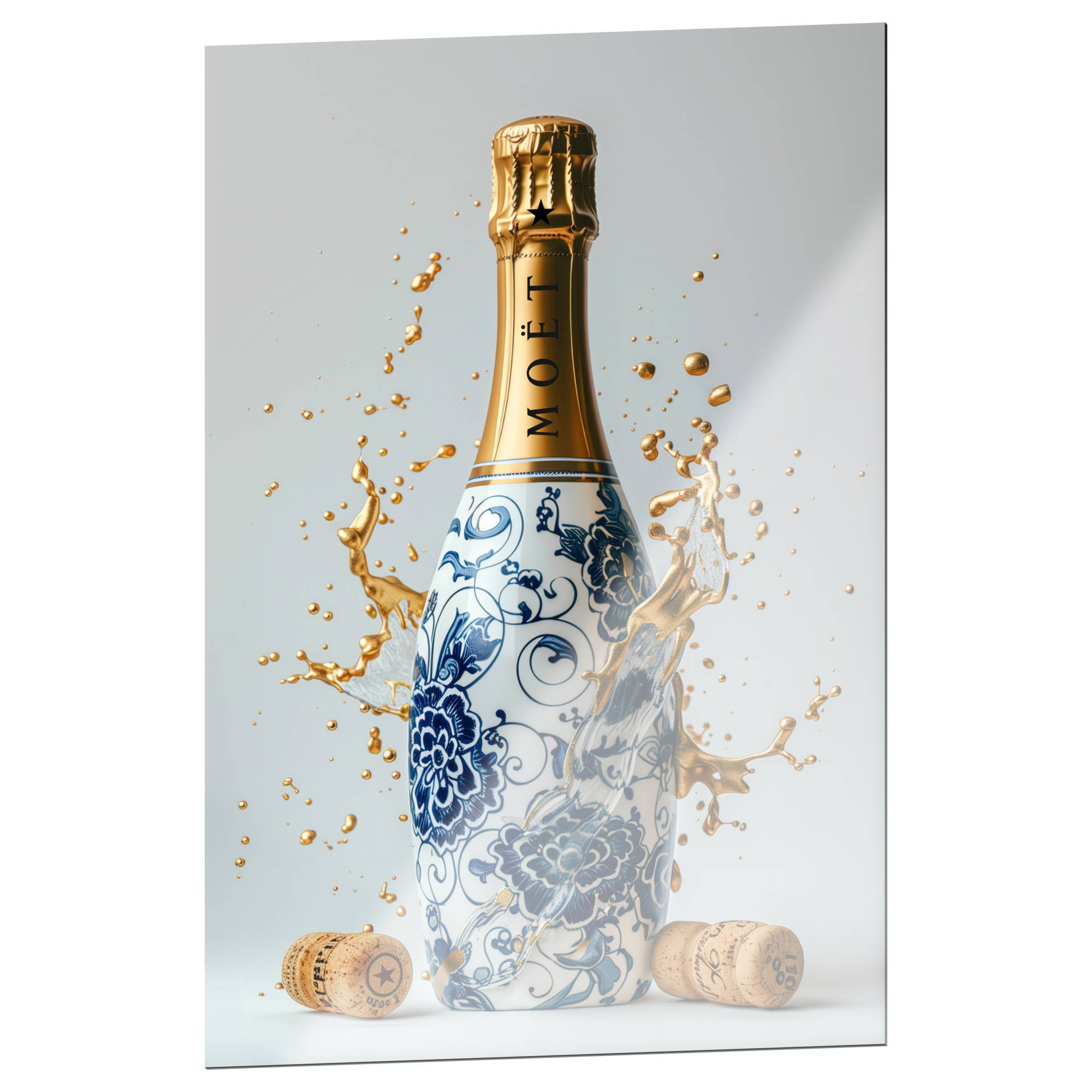 Plexiglas schilderij 'Delft Blue Champagne Splash' 80x120 cm