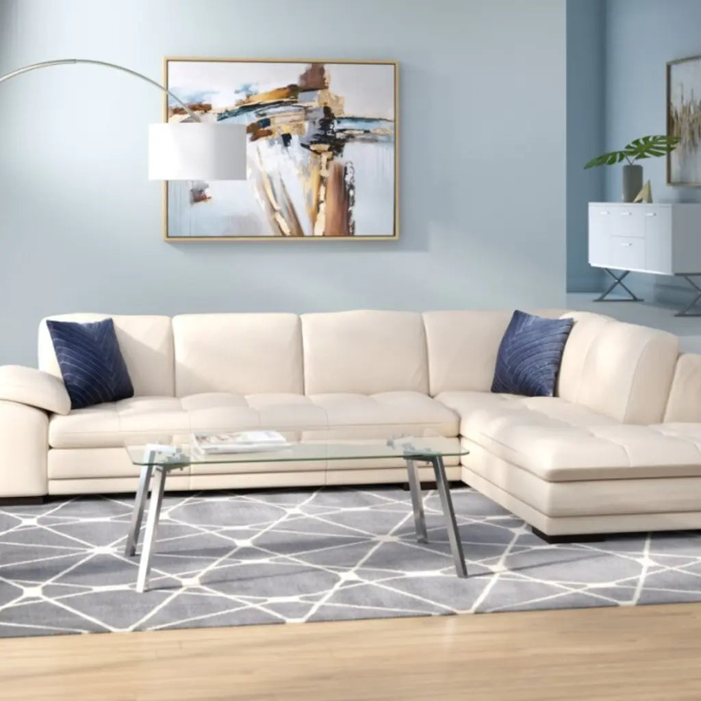 124' Wide Leather Match Sofa & Chaise