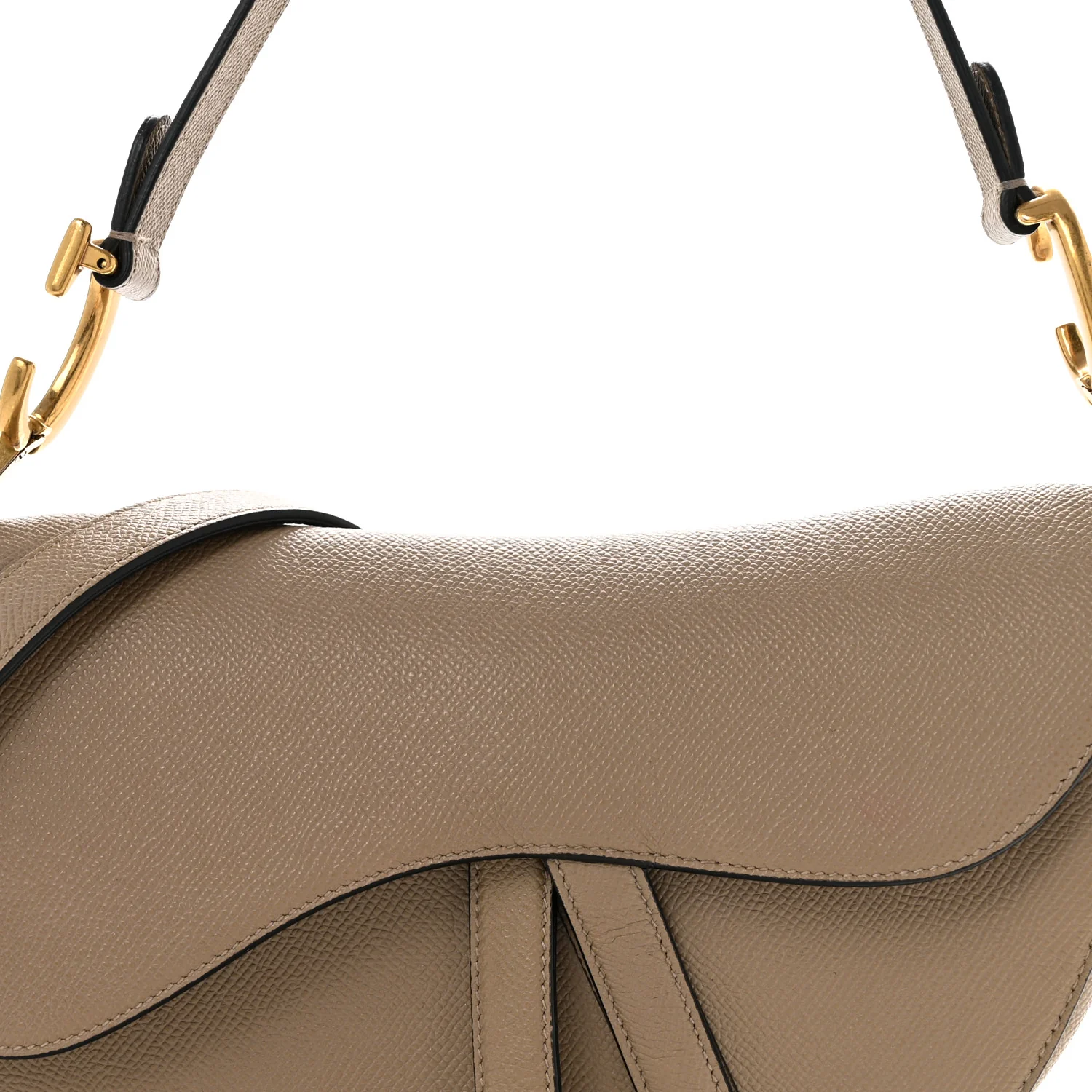 Grained Calfskin Saddle Bag With Strap Taupe - Top Club