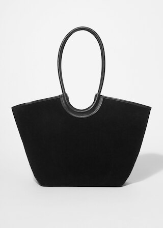 & Other Stories LEATHER-TRIMMED SUEDE TOTE BAG