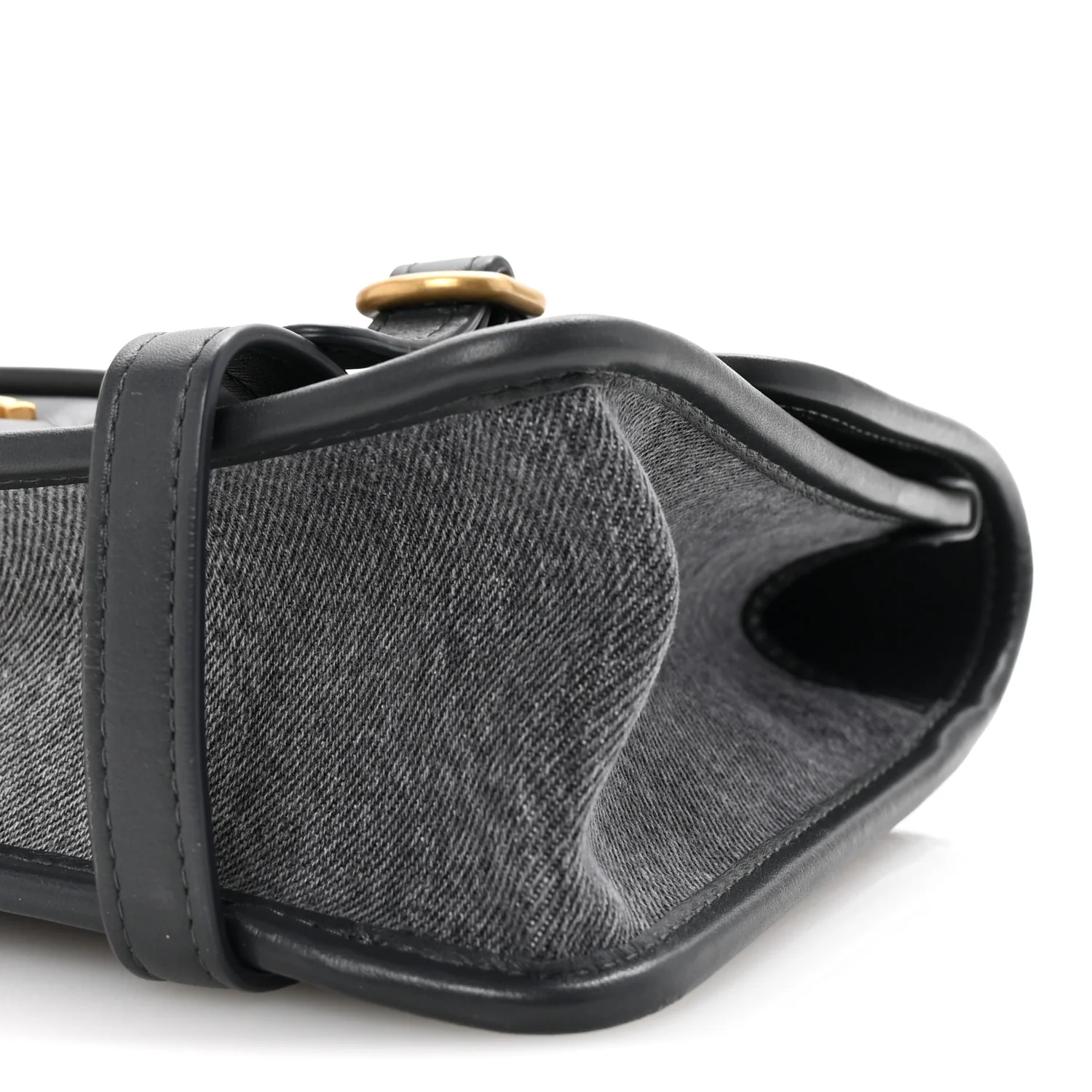 Washed Denim Quilted Messenger Flap Black - Top Club