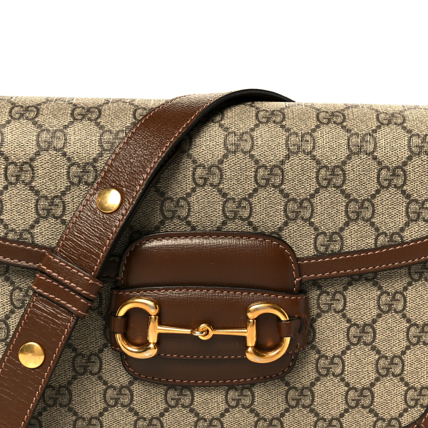 GG Supreme Monogram Horsebit 1955 Shoulder Bag Beige Brown Sugar - Top Club