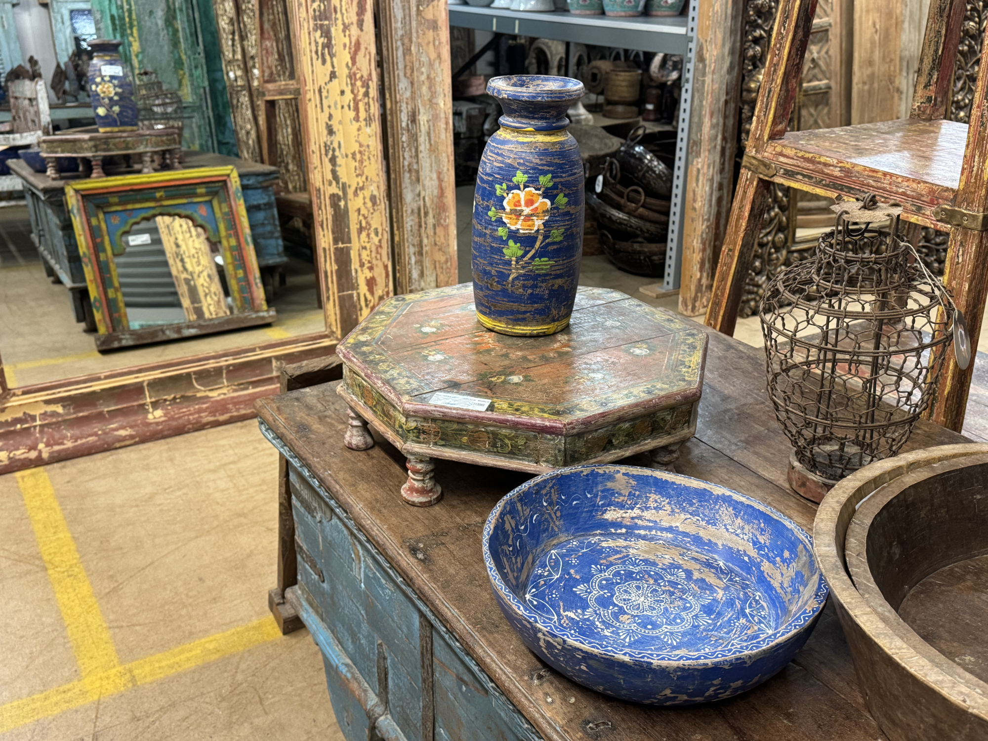 Schaal hout blauw uniek