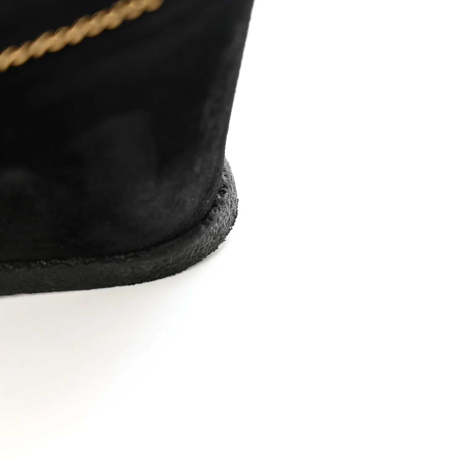 Suede Calfskin Chain Around High Boots 41 Black - Top Club