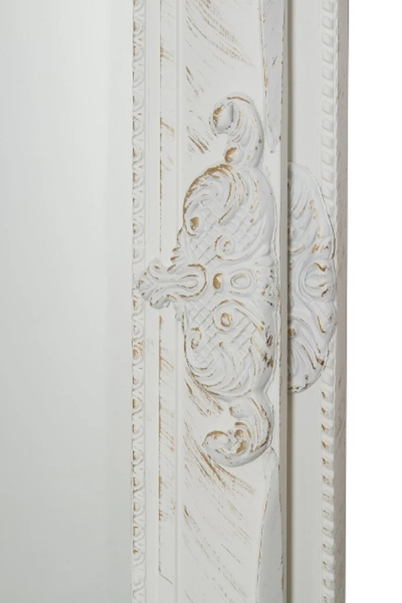 Baroque standing mirror white / gold 50 x H. 180 cm - handmade mirror with wooden frame and beautiful decorations