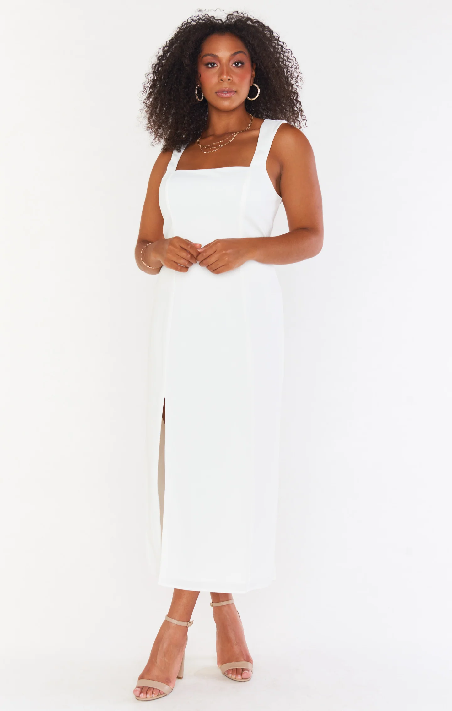Eden Midi Dress ~ White Stretch