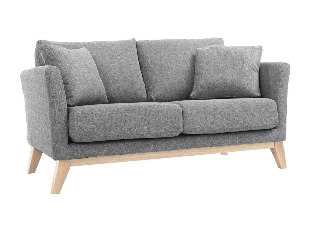 Sofá nórdico Nidovia 2 plazas desenfundable gris claro con patas en madera clara. cul3098893