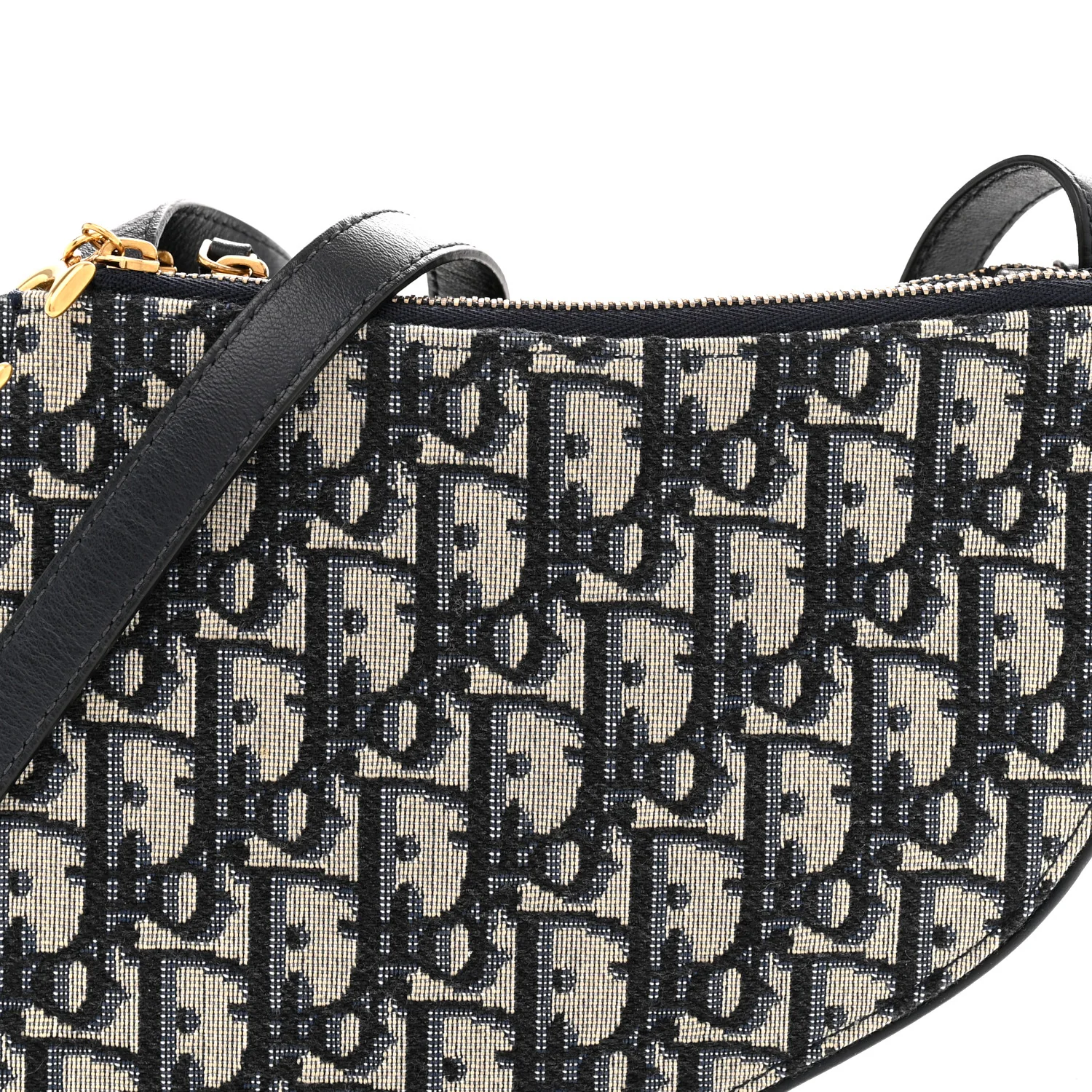 Oblique Saddle Pouch With Strap Navy Blue - Top Club
