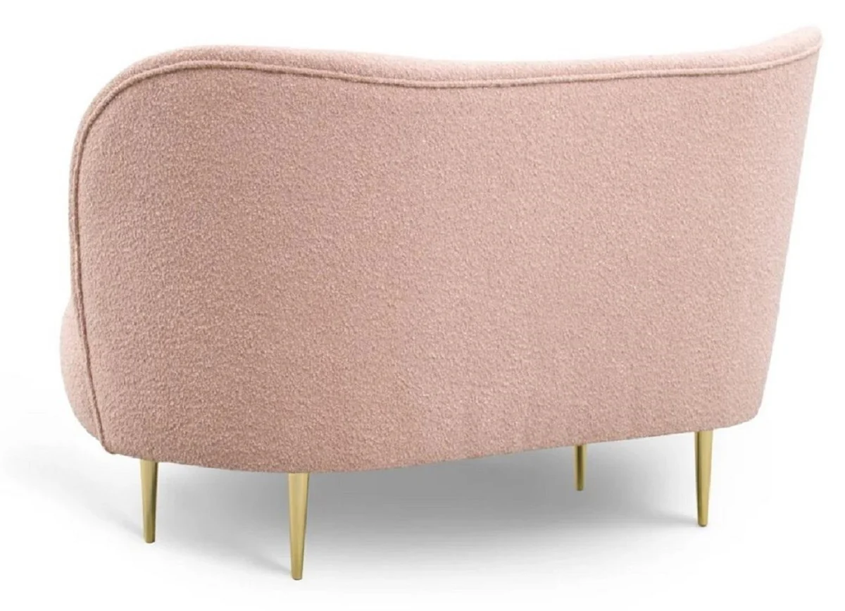 Luxury living room set pink / gold - 2 luxury sofas with curved backrest & 2 luxury armchairs with curved backrest - living room furniture - luxury furniture - luxury furnishings