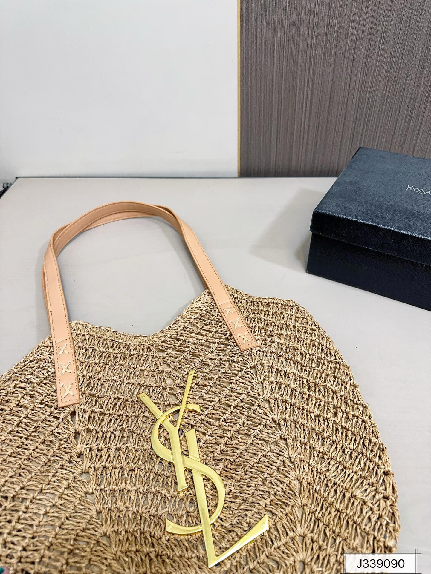 YSL SAINT LAURENT Vacation Casual Raffia Woven Tote Bag 35x32cm - Top Club