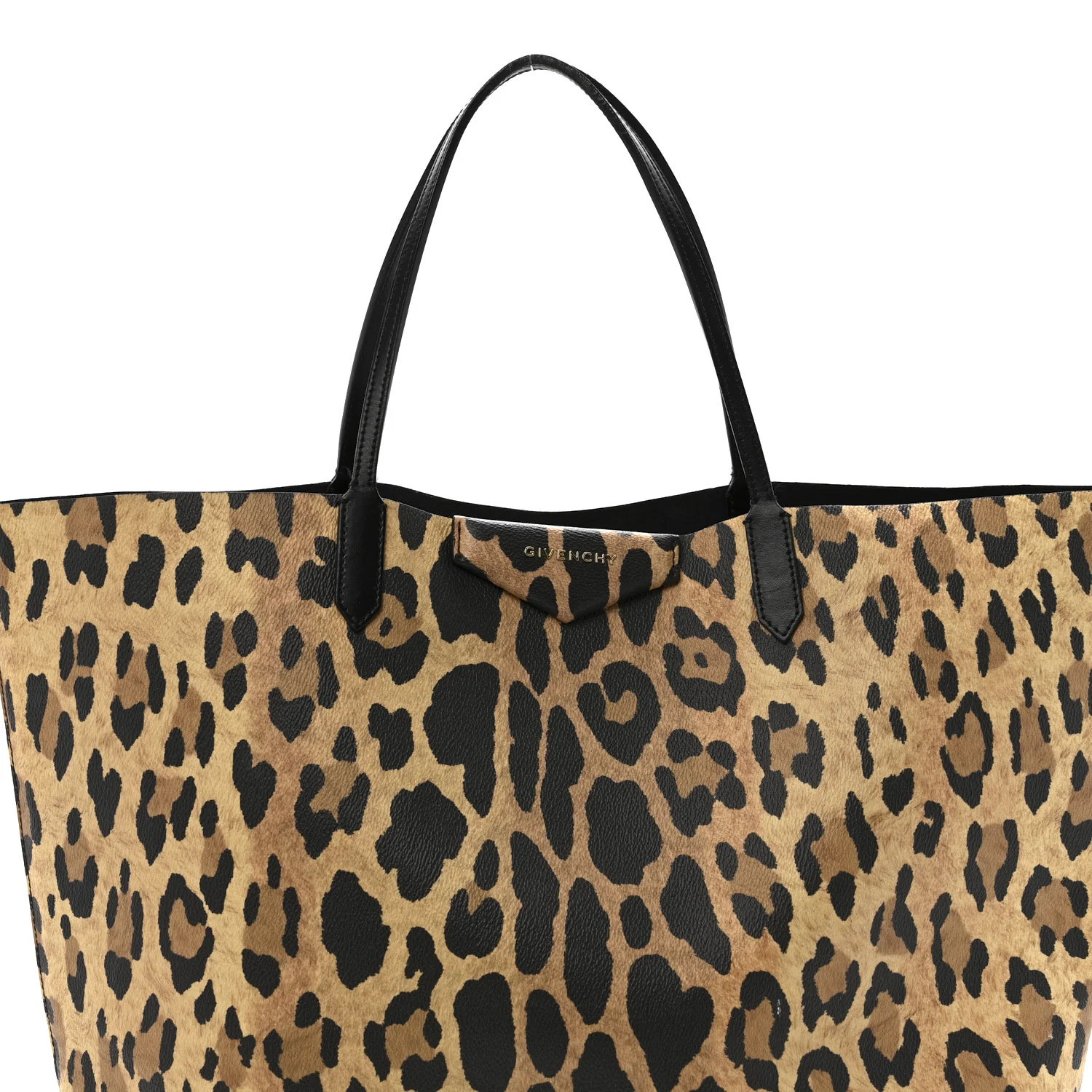 Textured Coated Canvas Leopard Print Large Antigona Tote - Top Club