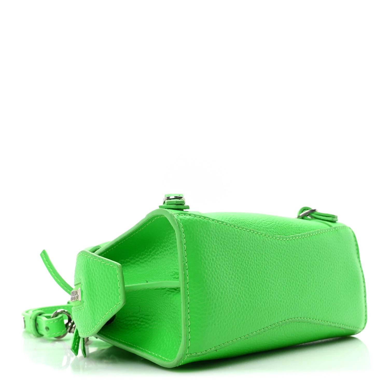 Grained Calfskin Neo Classic Silver Hardware Nano City Crossbody Fluo Green - Top Club