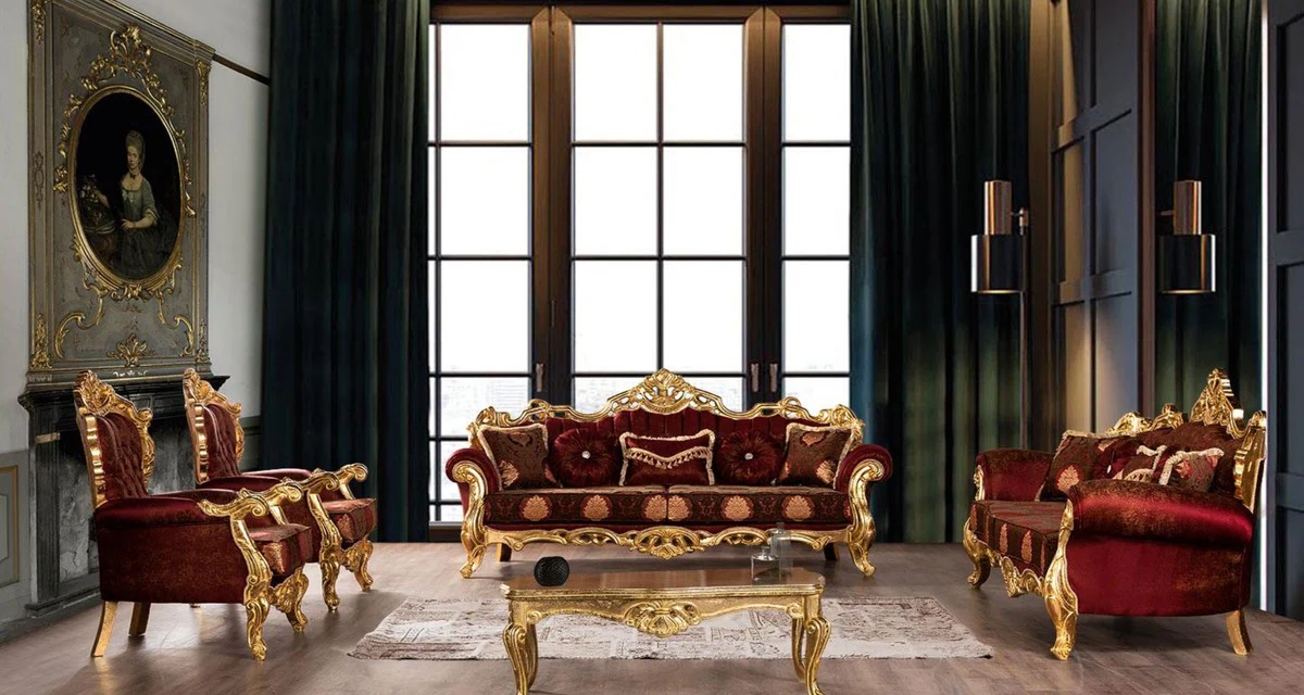 Luxury Baroque Coffee Table Gold - Solid Wood Living Room Table in Baroque Style - Baroque Living Room Furniture - Noble & Magnificent