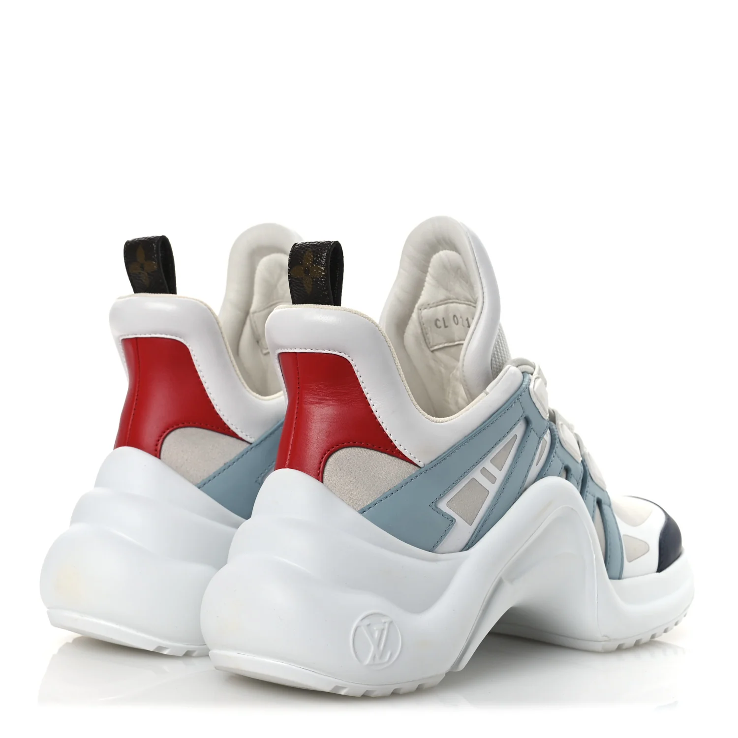 Calfskin Technical Nylon LV Archlight Sneakers 38 White Blue Gris - Top Club
