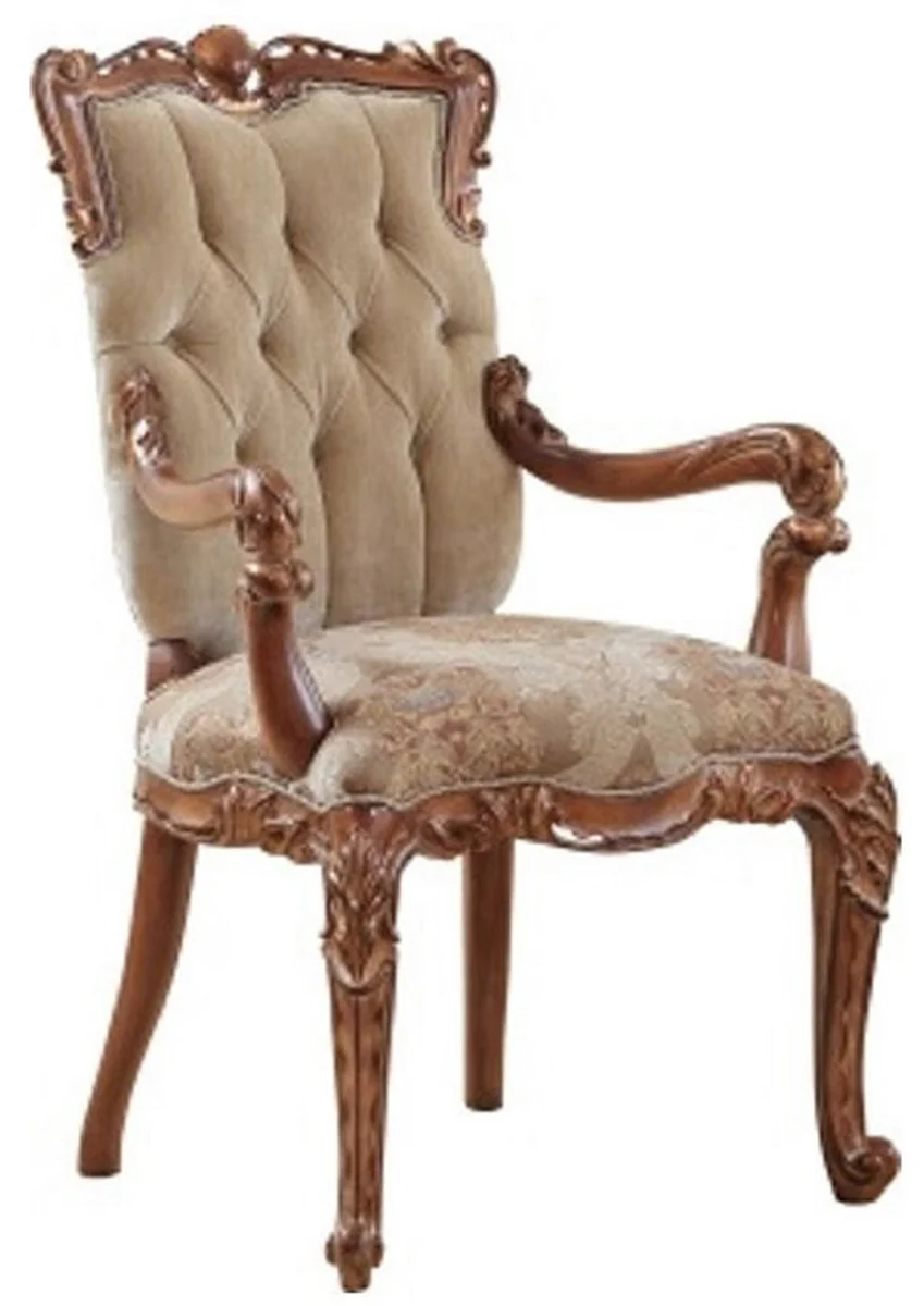 Luxury Baroque Dining Room Set Beige / Brown - 1 Baroque Dining Table & 8 Baroque Dining Chairs - Dining Room Furniture in Baroque Style - Noble & Magnificent