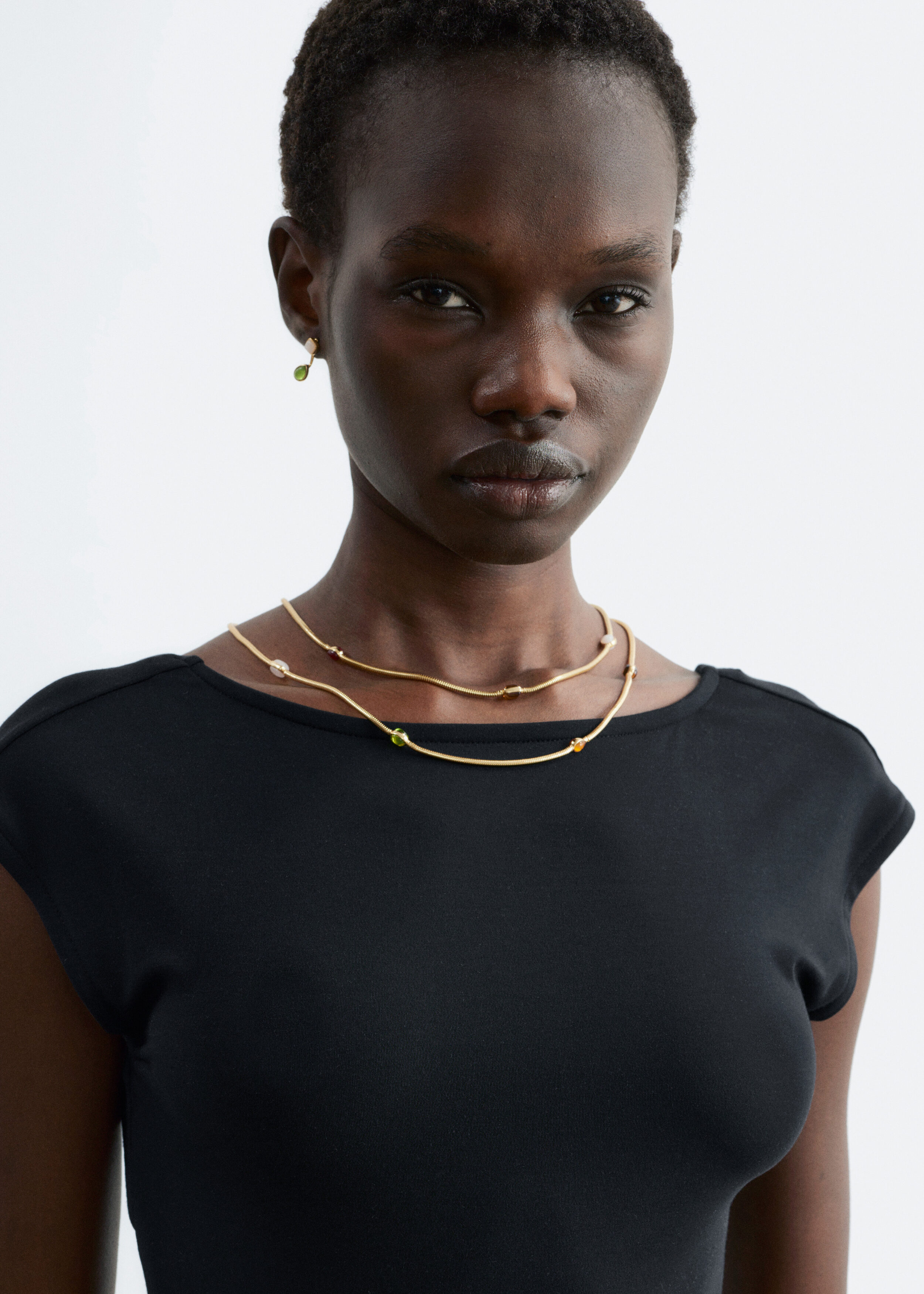 & Other Stories DOUBLE CHAIN STONE NECKLACE