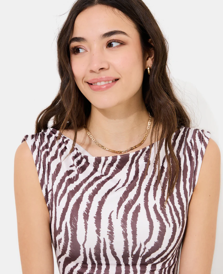 Pimkie Body sans manches encolure drapée motif zèbre