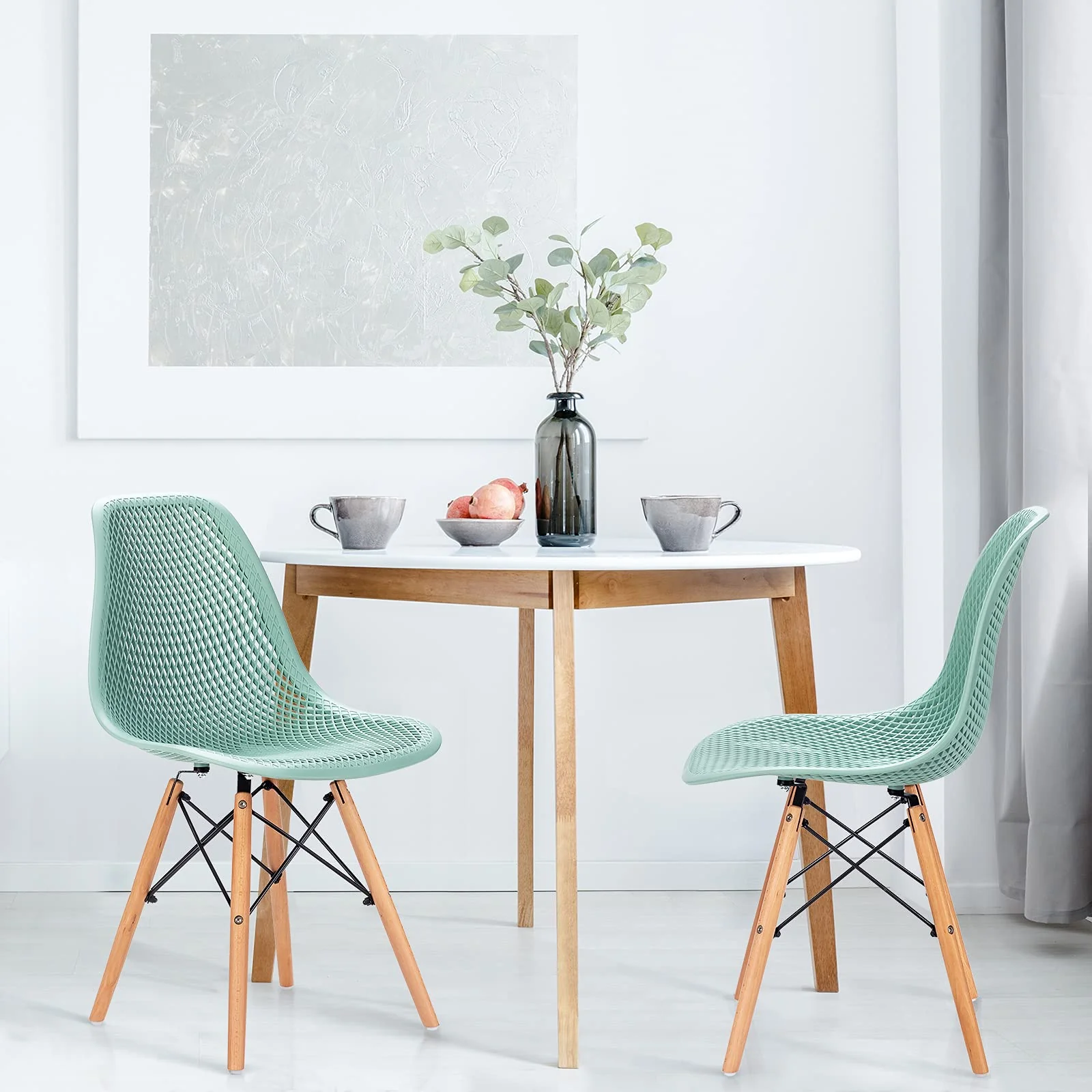 BEFOUNDLOVELY Set of 2/4 Modern Dining Chairs, Outdoor Indoor Shell PP Lounge Side Chairs