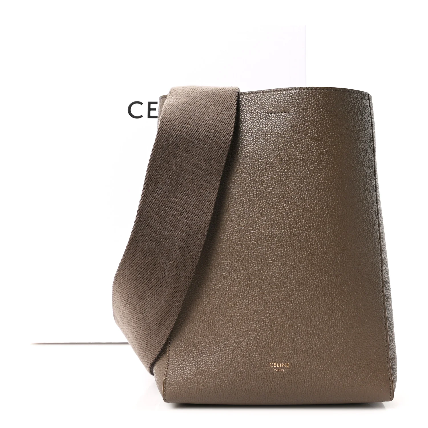 Soft Grained Calfskin Small Sangle Bucket Bag Taupe - Top Club