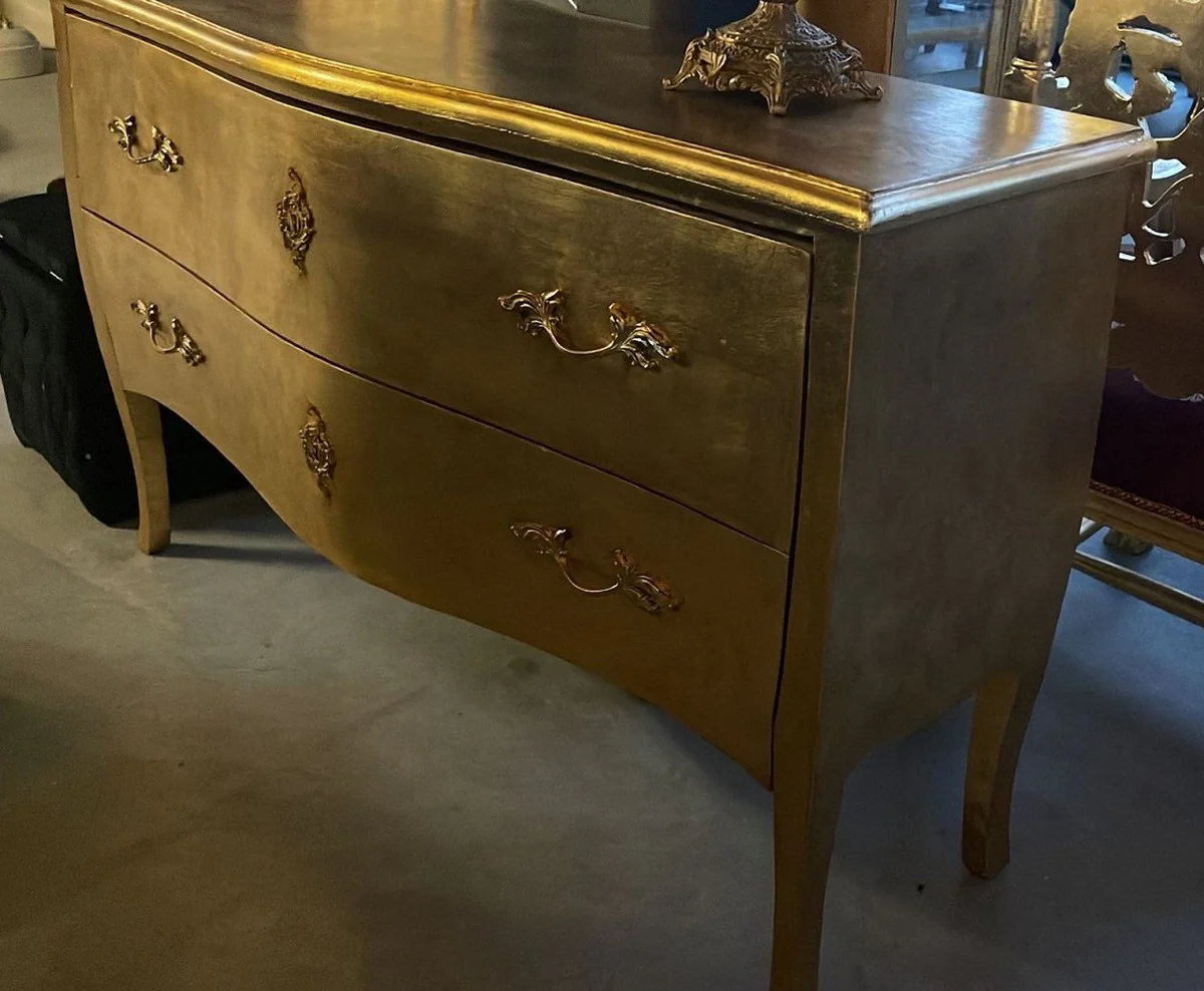 Baroque chest of drawers with 2 drawers gold - Handmade solid wood chest of drawers in baroque style - Bedroom furniture in baroque style - Baroque furniture