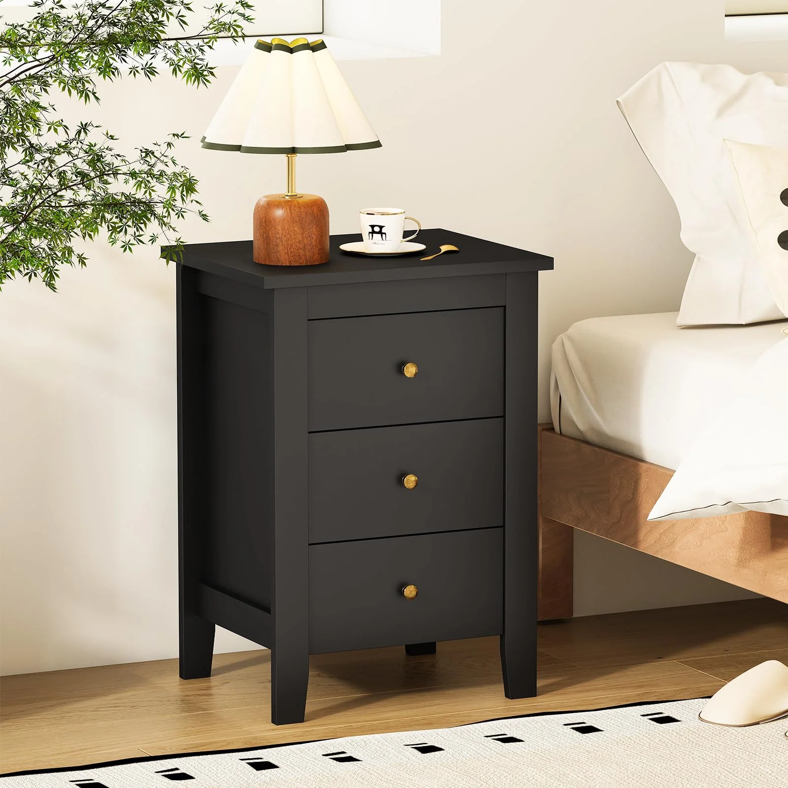 BEFOUNDLOVELY 3 Drawers Nightstand Set of 1/2（18