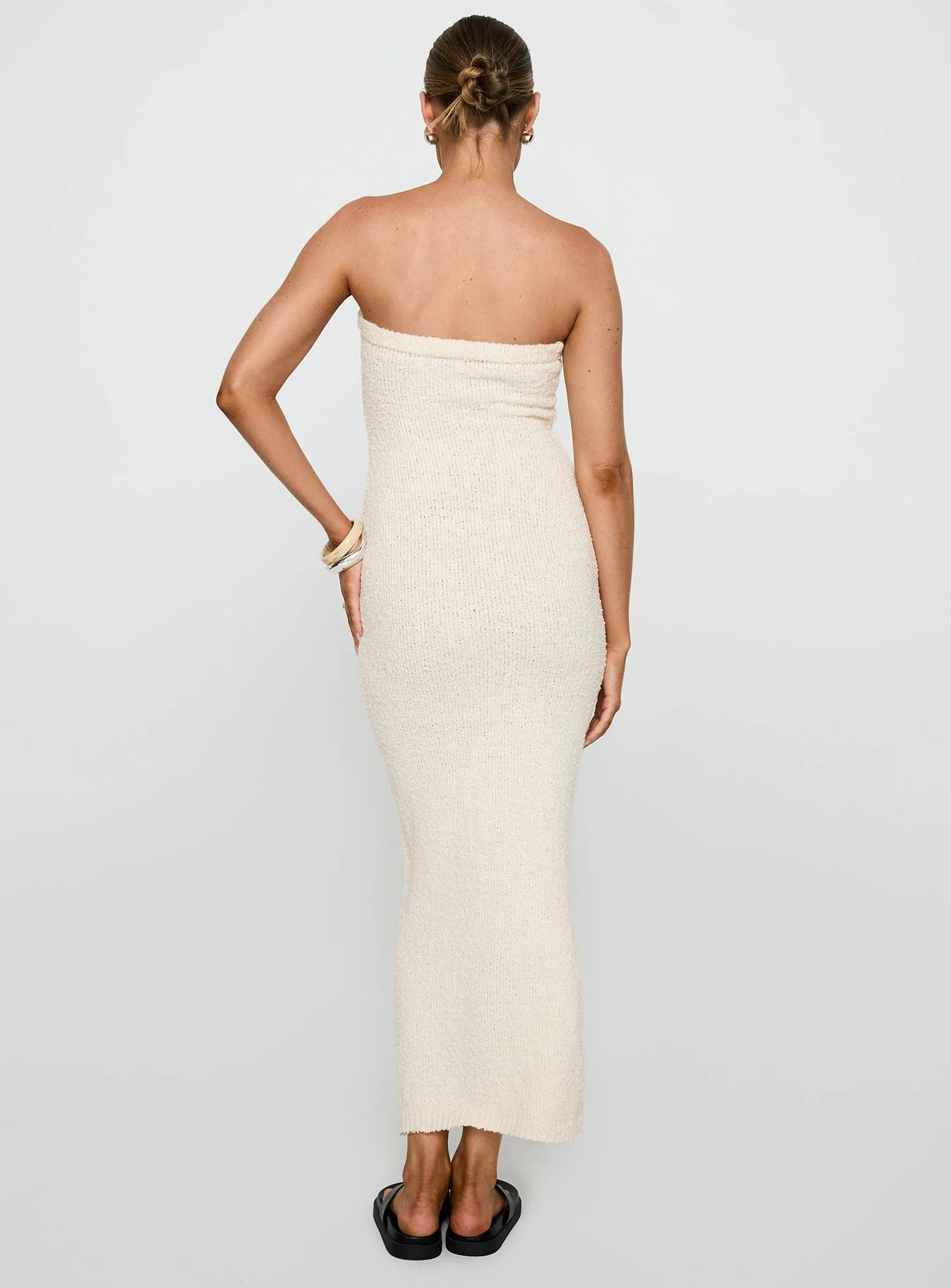 Cloud Strapless Boucle Maxi Dress Cream