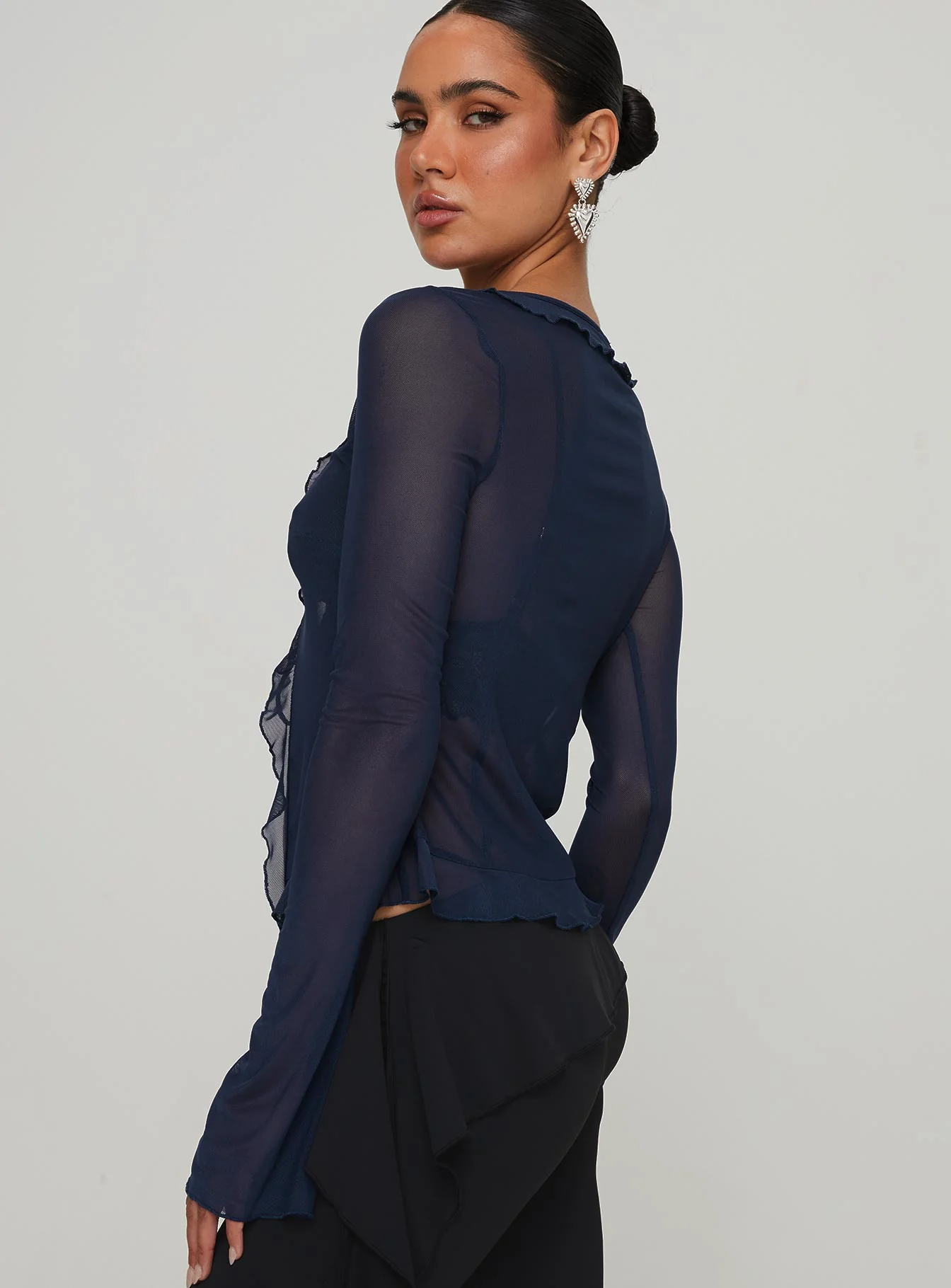 Everly Long Sleeve Top Navy