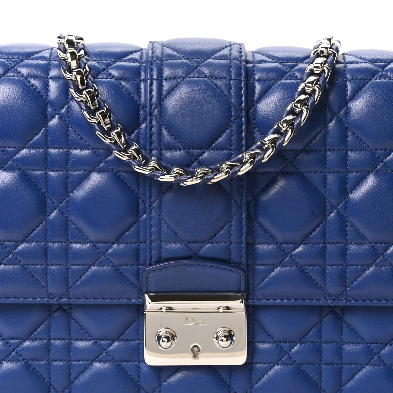 Lambskin Cannage Medium Miss Dior Flap Blue - Top Club