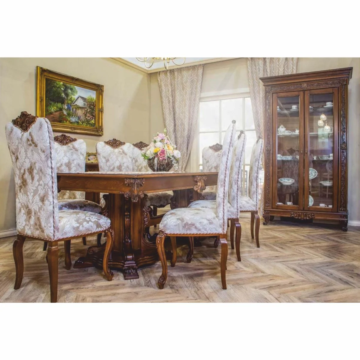 Luxury baroque display cabinet dark brown 122.5 x H. 218.5 cm - Baroque furniture
