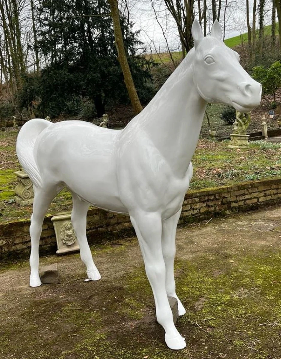 Luxury XXL decorative sculpture horse white 220 x H. 190 cm