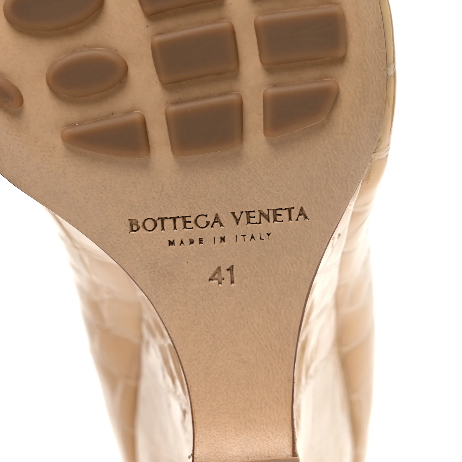 Gloss Calfskin Crocodile Embossed Punta Wedge Heel Sandals 41 Praline - Top Club