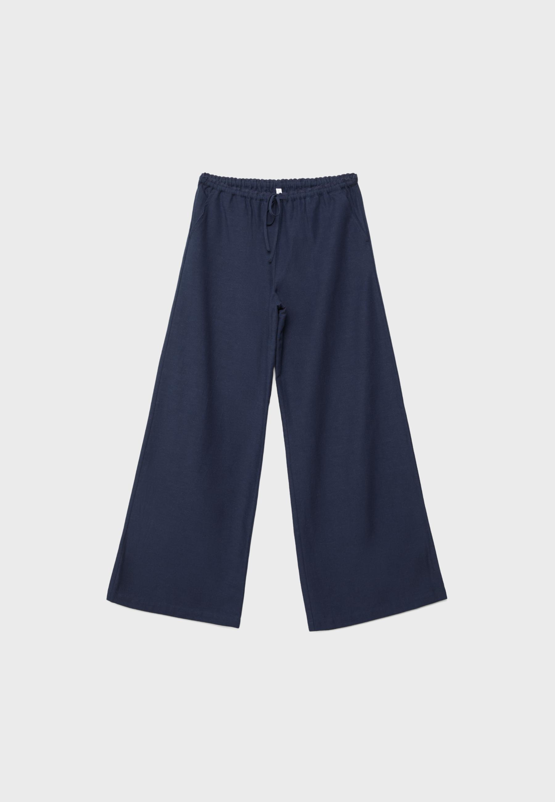 WIDE-LEG LINEN-EFFECT TROUSERS
