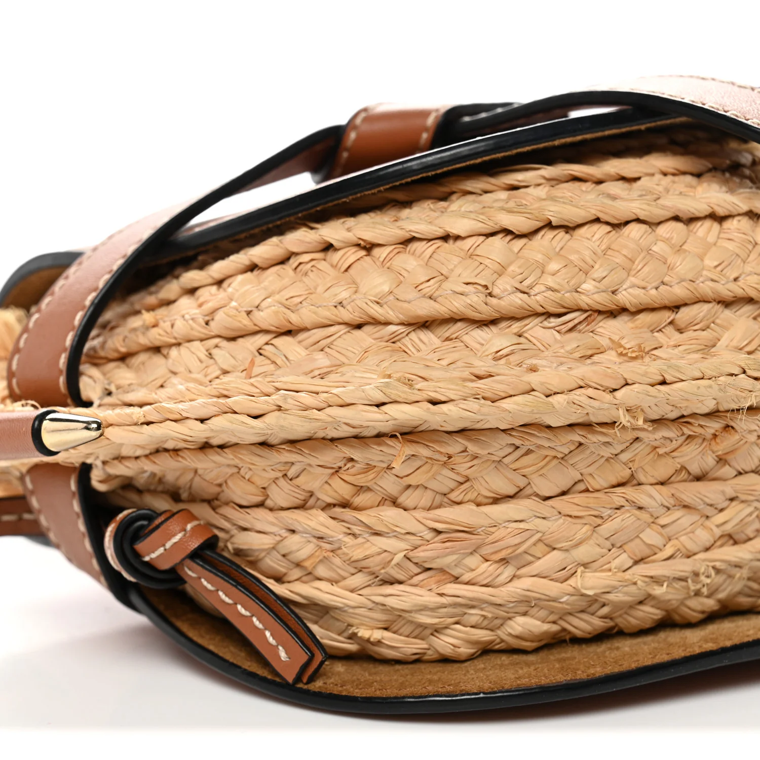Calfskin Raffia Mini Gate Crossbody Bag Natural Tan - Top Club
