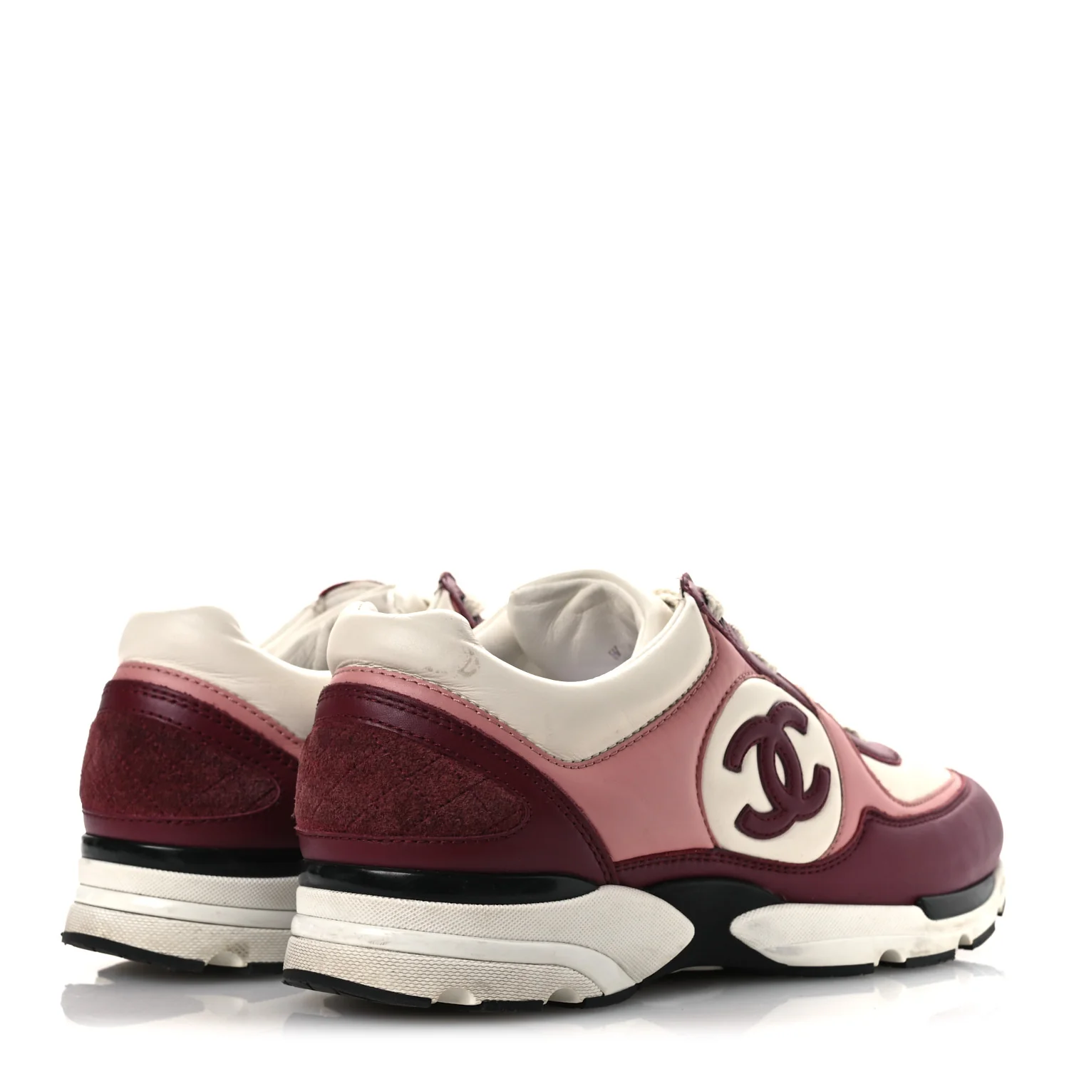 Calfskin CC Sneakers 38.5 Light Burgundy White Pink - Top Club