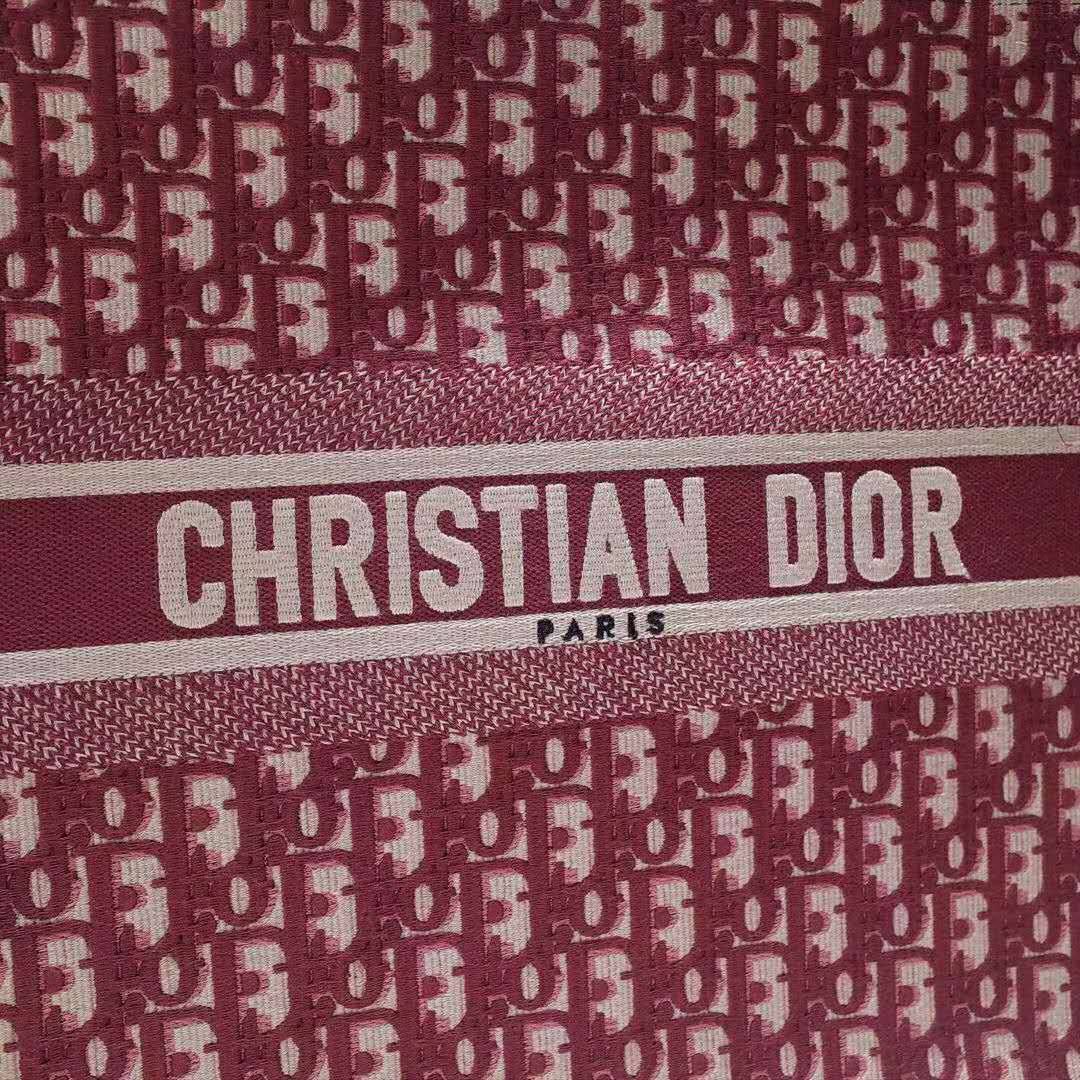 CD Unisex CD Book Tote Maroon CD Oblique Embroidered Velvet - Top Club