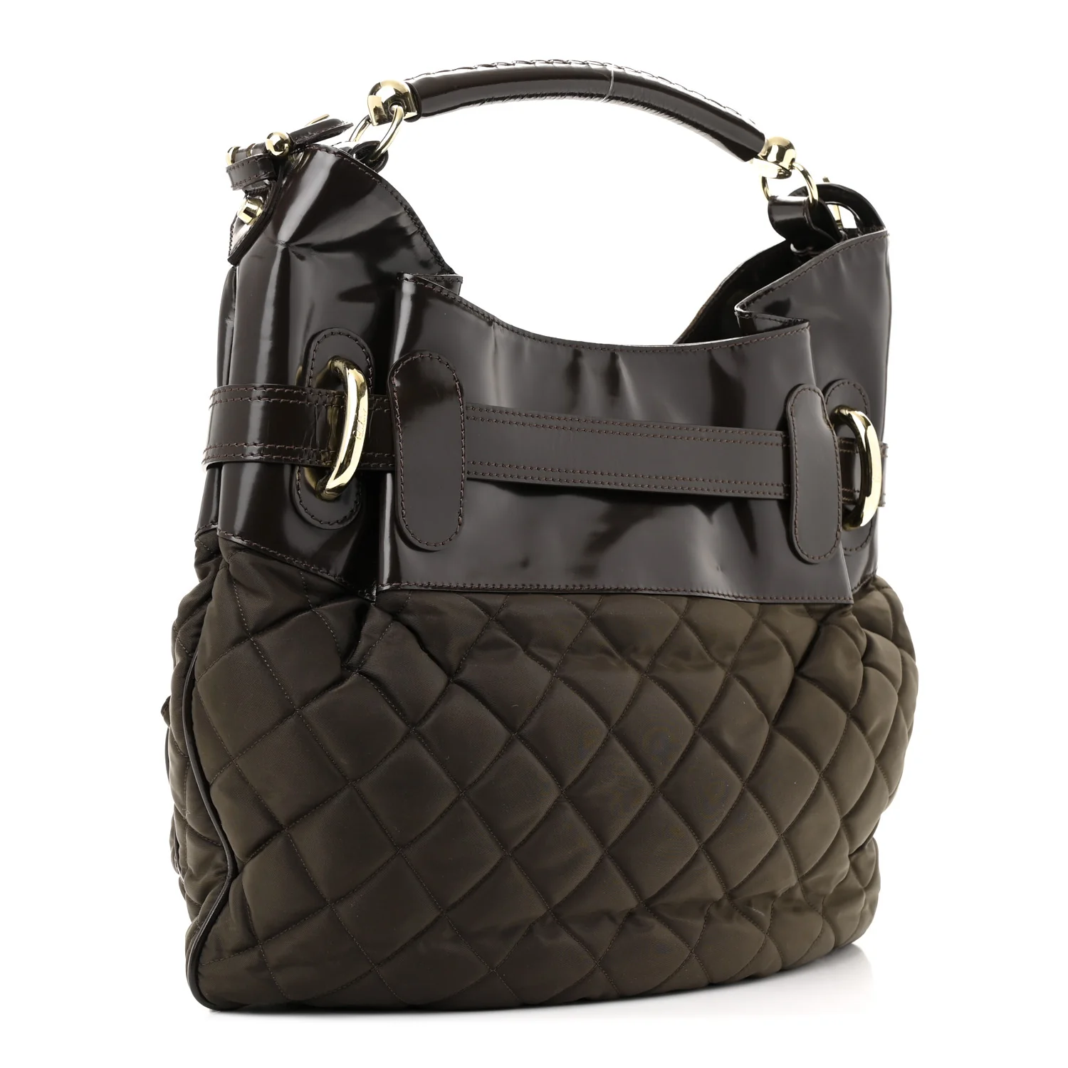Nylon Quilted Bromley Hobo Brown - Top Club