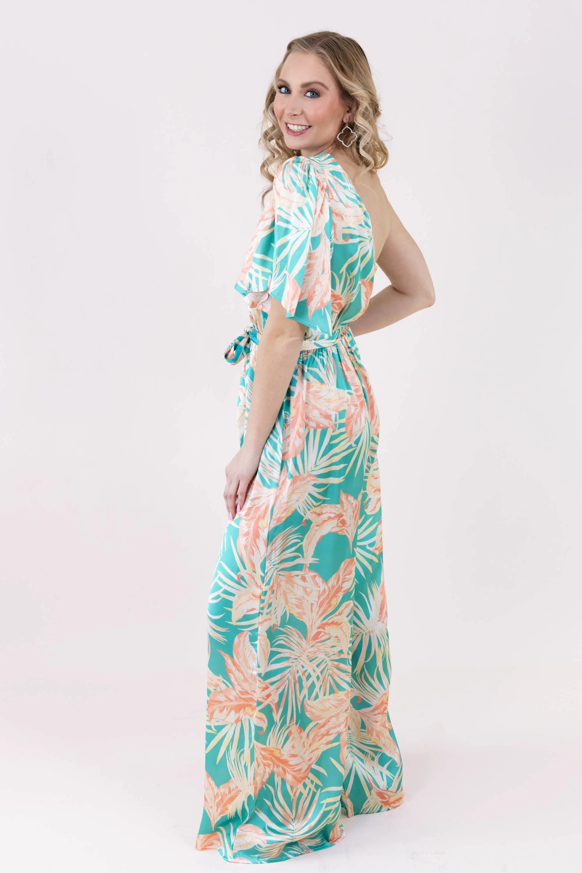 Island Life Turquoise Coral Jumpsuit - ALJEGJ