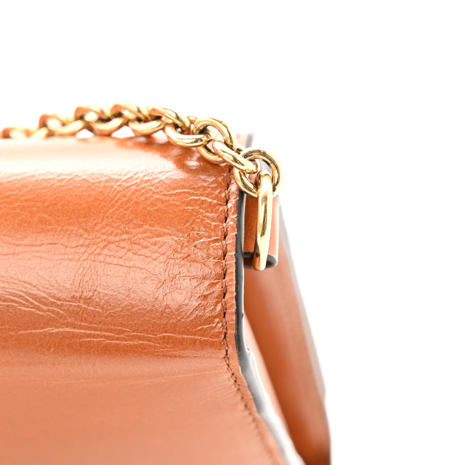 Calfskin Iconic Flap Wallet On Chain Clay Brown - Top Club