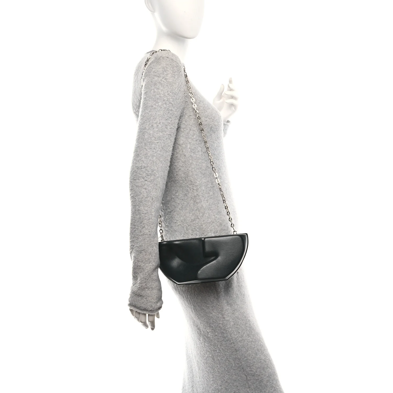 Calfskin G Chain Clutch Black